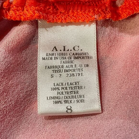 A.L.C. Sandro Floral Lace Shorts in Neon Orange Pink - Size: 8 - Picture 9 of 10